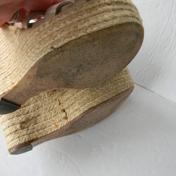 MICHAEL KORS COLLECTION MADE IN ITALY LEATHER ESPADRILLE PLATFORM WEDGE SANDALS - Picture 7 of 8